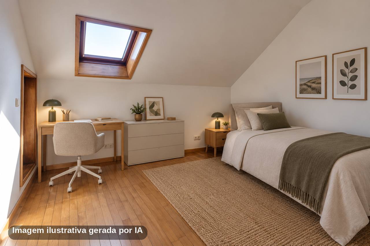 Quarto com claraboia — proposta gerada por IA